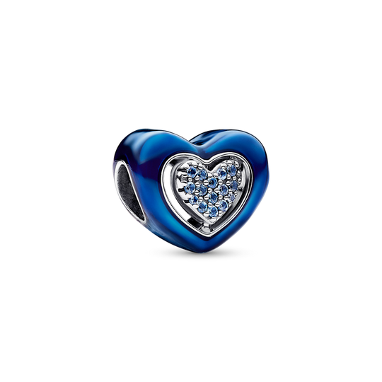 Talisman cu inimă albastră ce poate fi rotită