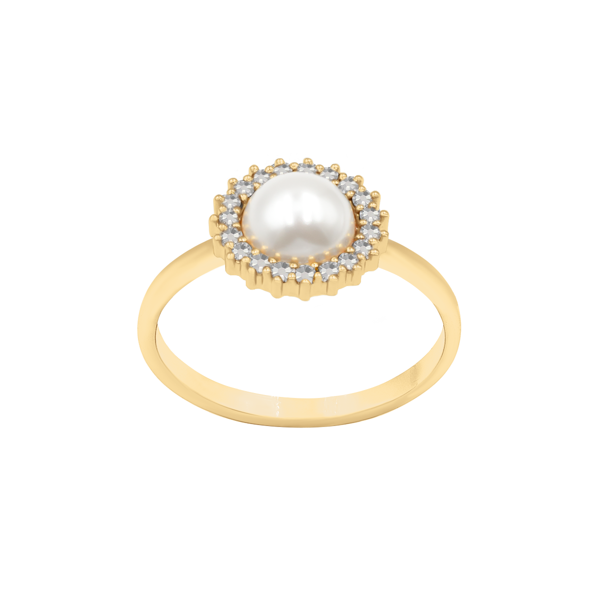 Inel Cosmos cu perla albă, placat cu aur, Lilou