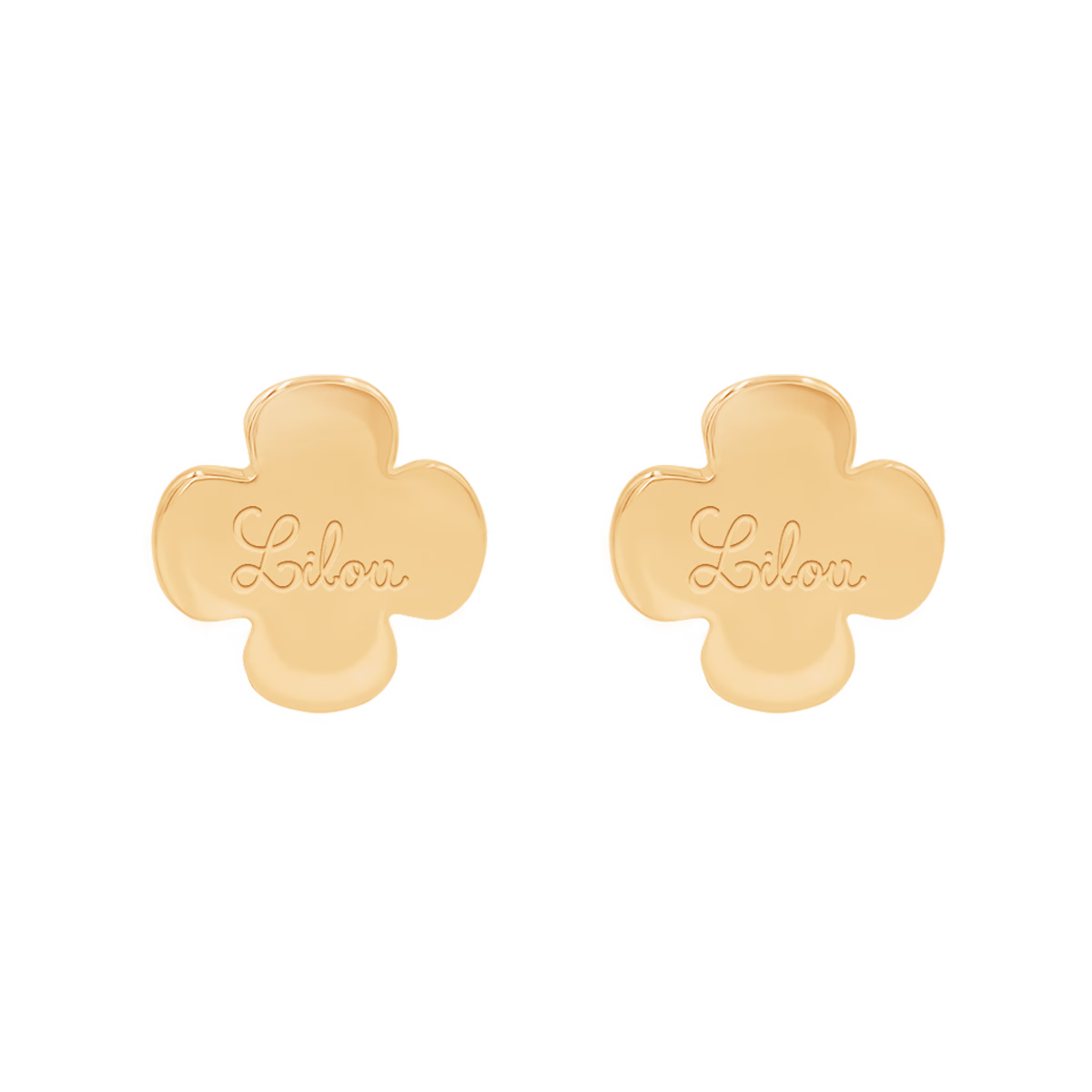 Cercei cu trifoi și logo-ul Lilou, placați cu aur