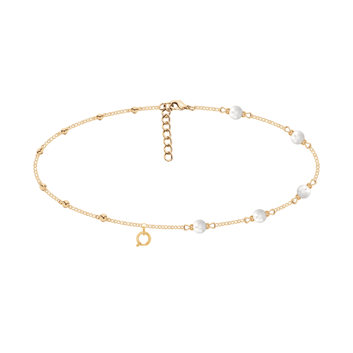 Colier cu perle de 5 mm cu loc pentru pandantiv, placat cu aur, Lilou