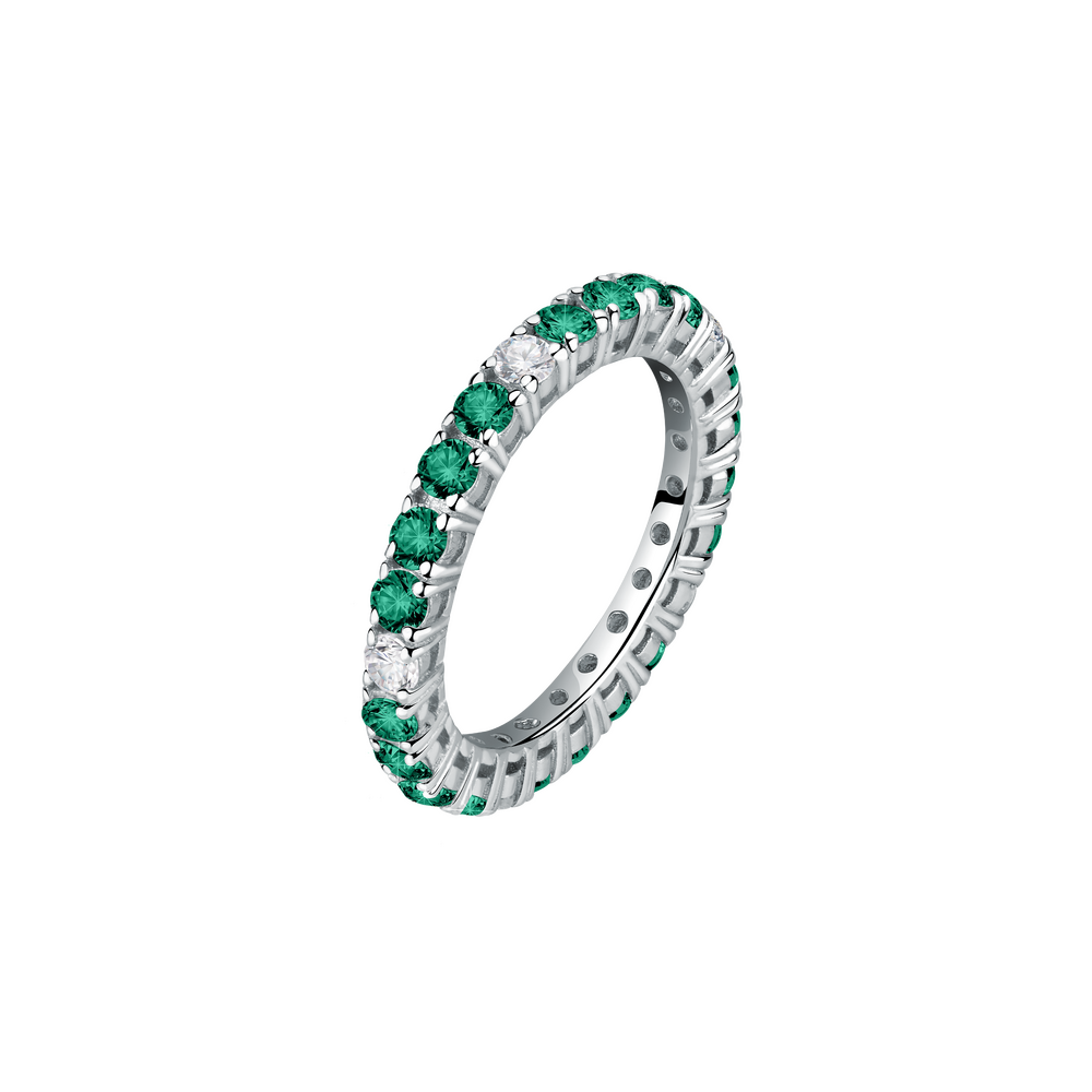 Inel Tesori Emerald cu rând strălucitor alb și verde, Morellato