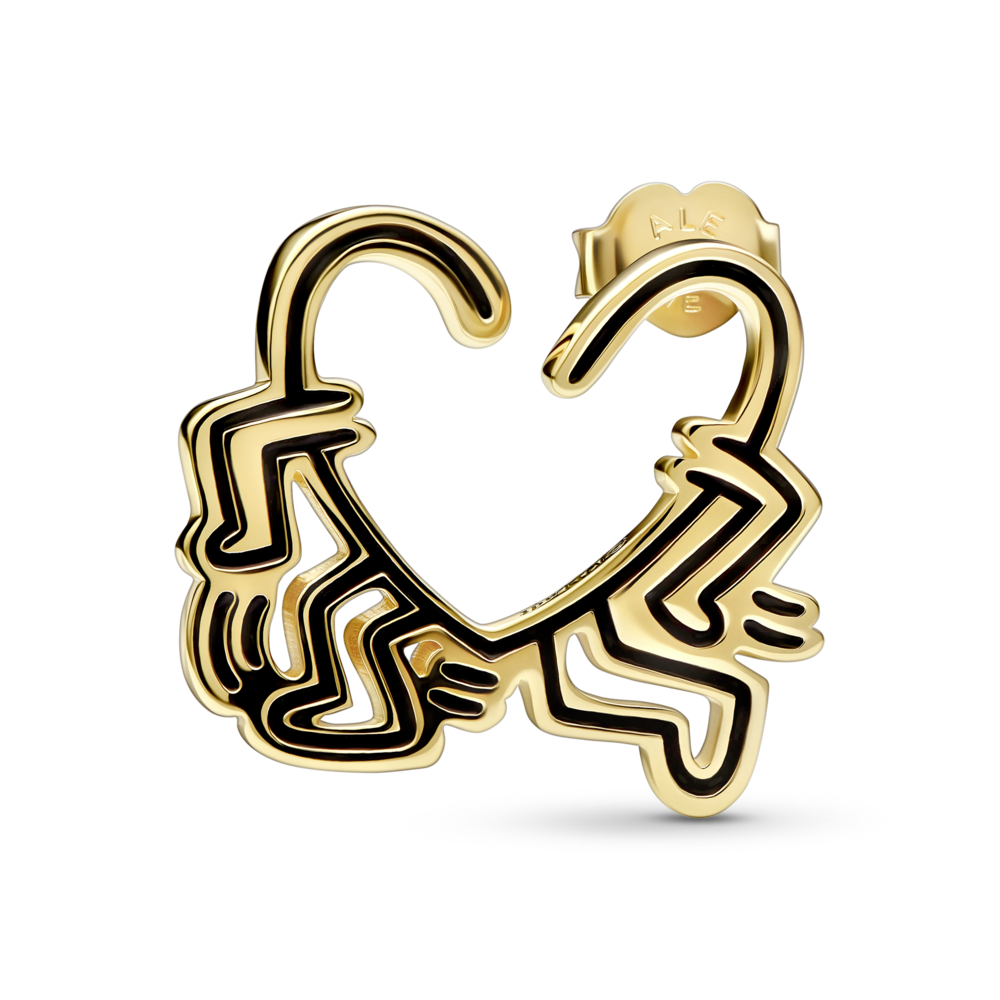 Cercel individual cu șurub cu inimă în mișcare Keith Haring™ x Pandora