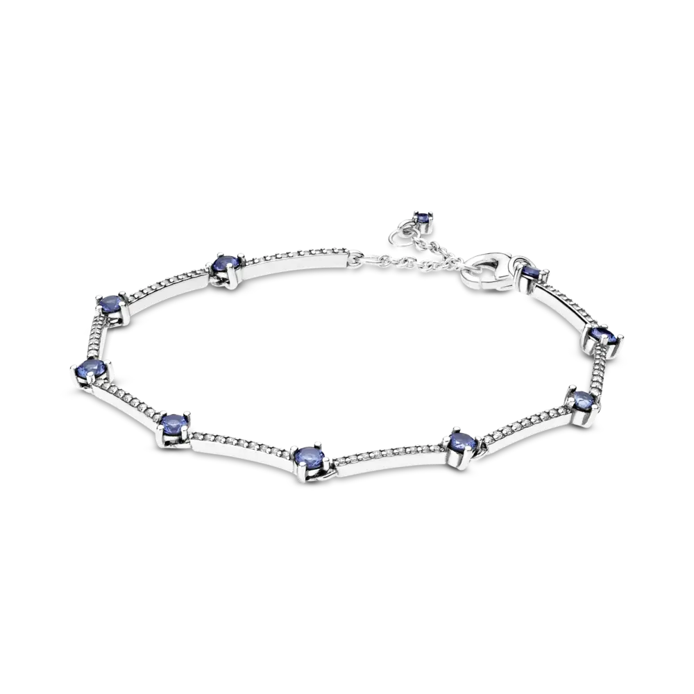 Brățară din argint 925 cu bare pavé strălucitoare albastre, Pandora - Pandorastore Romania
