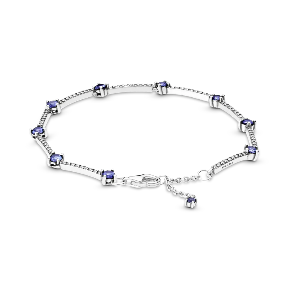 Brățară din argint 925 cu bare pavé strălucitoare albastre, Pandora - Pandorastore Romania