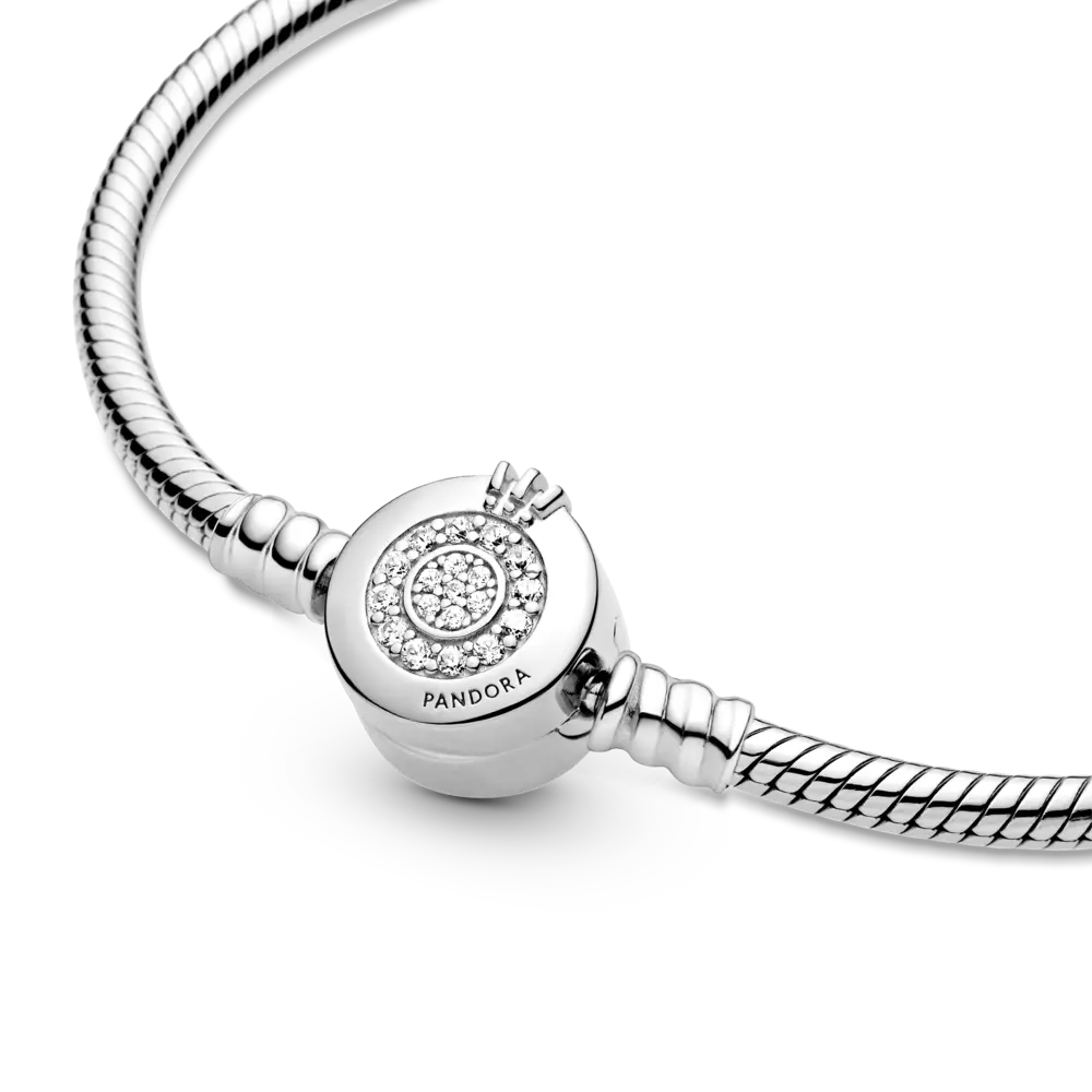 Brățară tip lanț clasic strălucitoare cu O cu coroană Pandora Moments din argint 925 - Pandorastore Romania