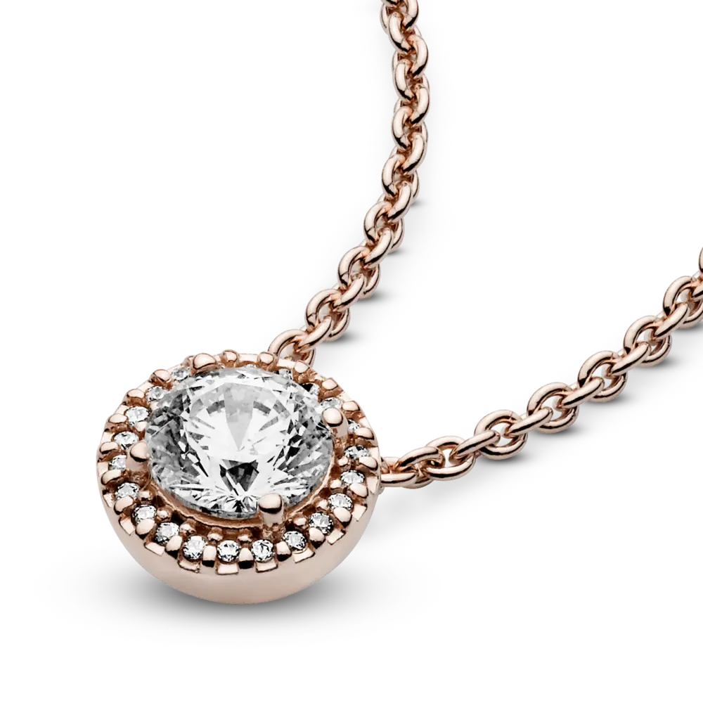 Colier Eleganţă clasică din argint 925 placat cu aur roz de 14k, Pandora