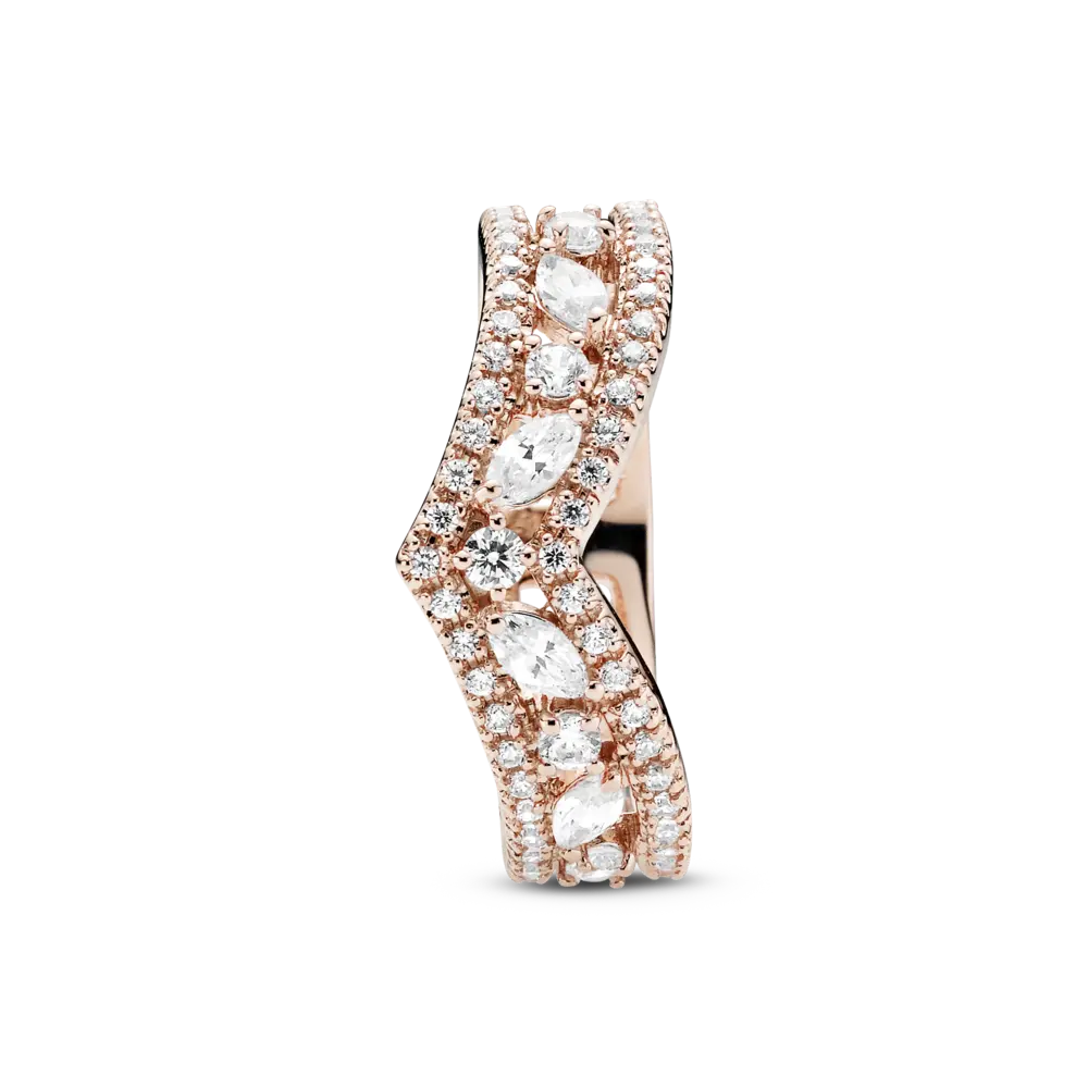 Inel de tip wishbone dublu cu tăiere de tip marchiză placat cu aur roz de 14k, Pandora - Pandorastore Romania