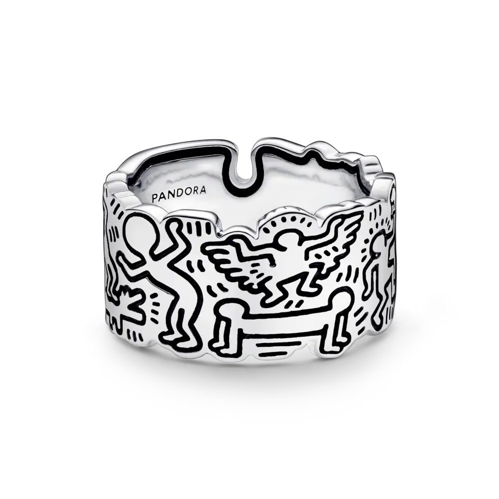Inel lat cu arta lui Keith Haring™ x Pandora - Iubire și oameni