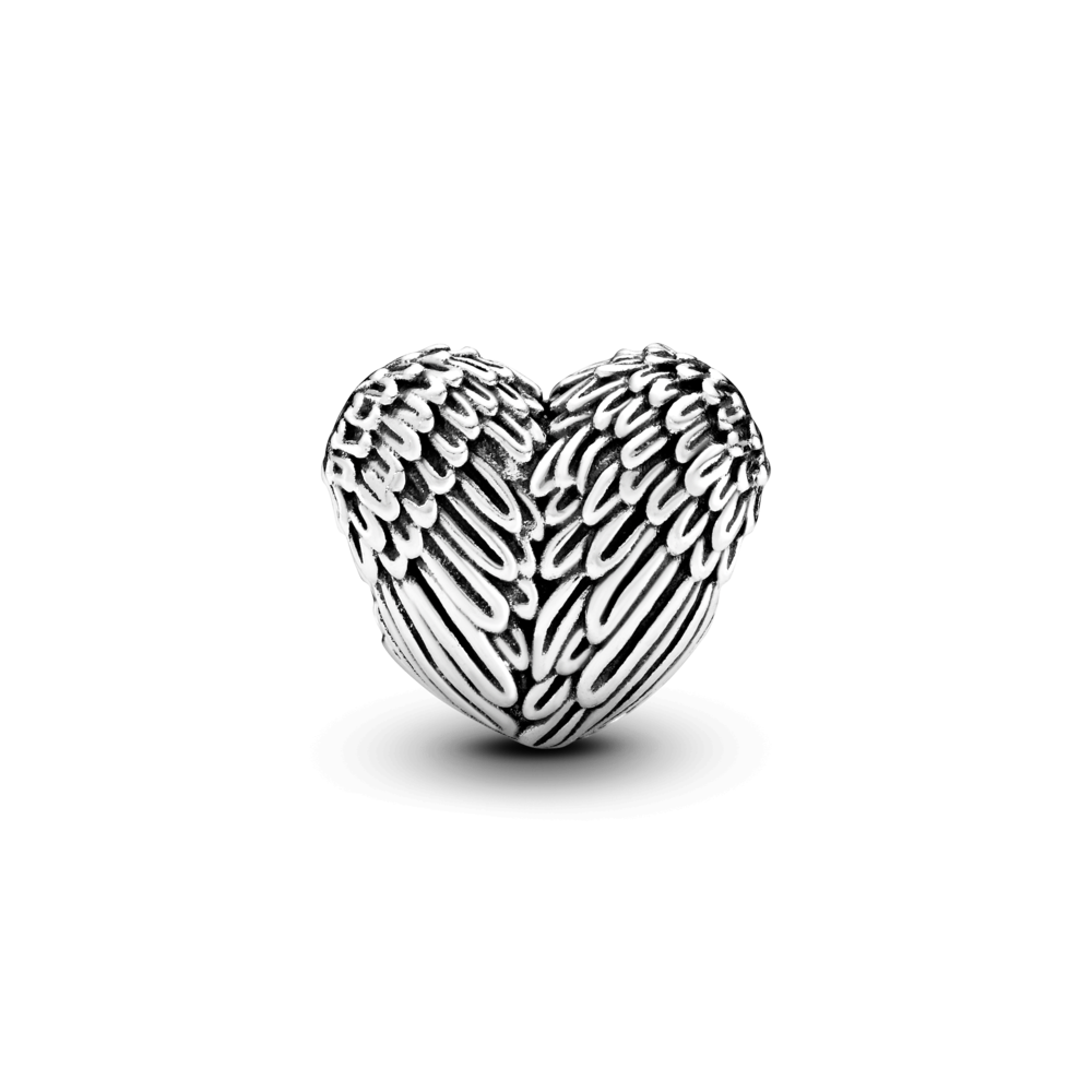 Talisman Inimă din argint 925, cu detalii Aripi de înger, Pandora
