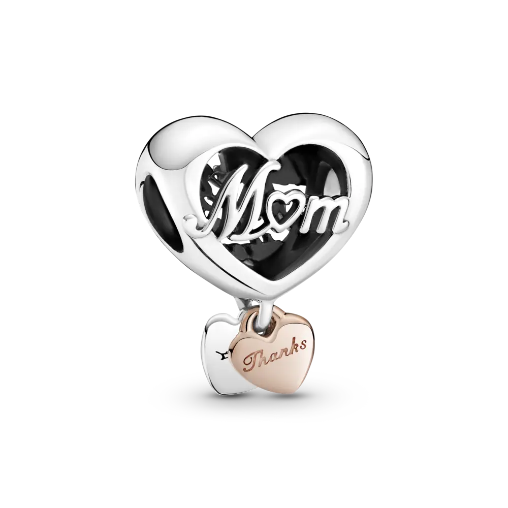 Talisman cu inimioară „Thank You Mum” (Îți mulțumesc, mamă), Pandora - Pandorastore Romania