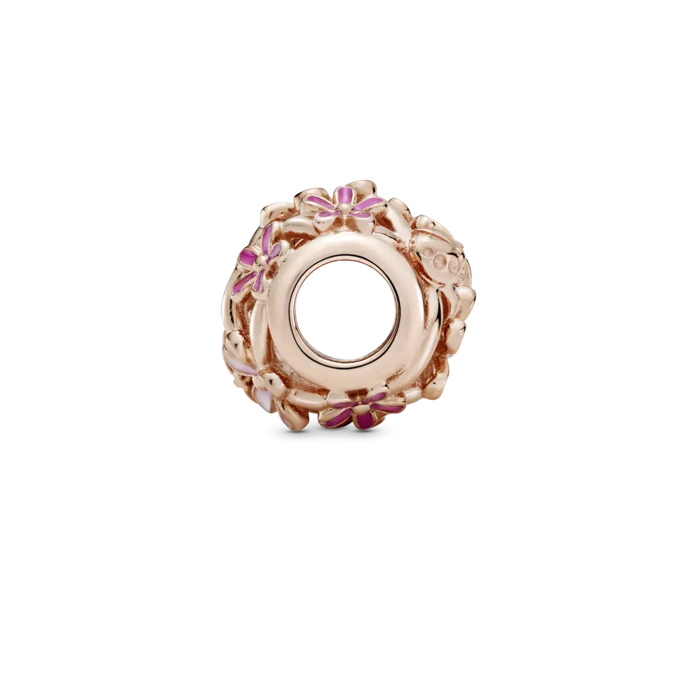 Talisman cu margaretă roz cu structură dantelată, Pandora - Pandorastore Romania