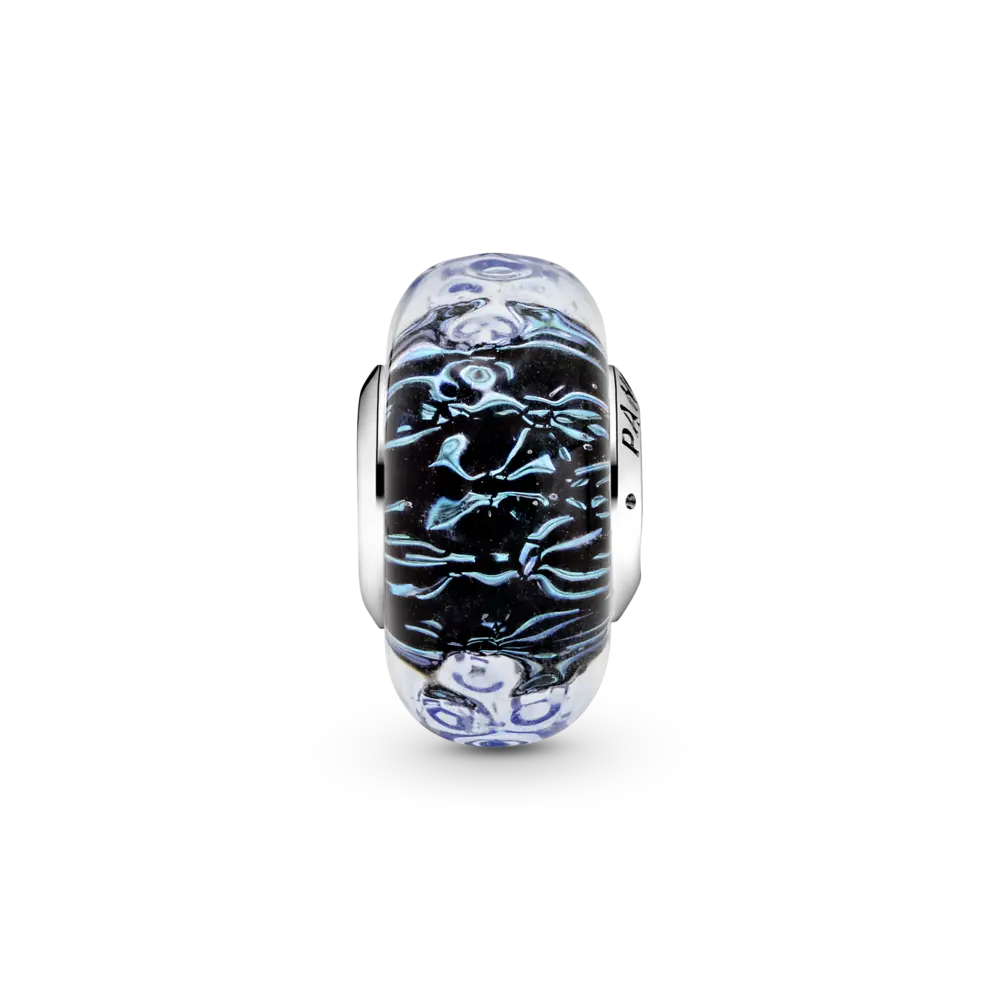 Talisman cu ocean din sticlă de Murano albastru închis, Pandora - Pandorastore Romania