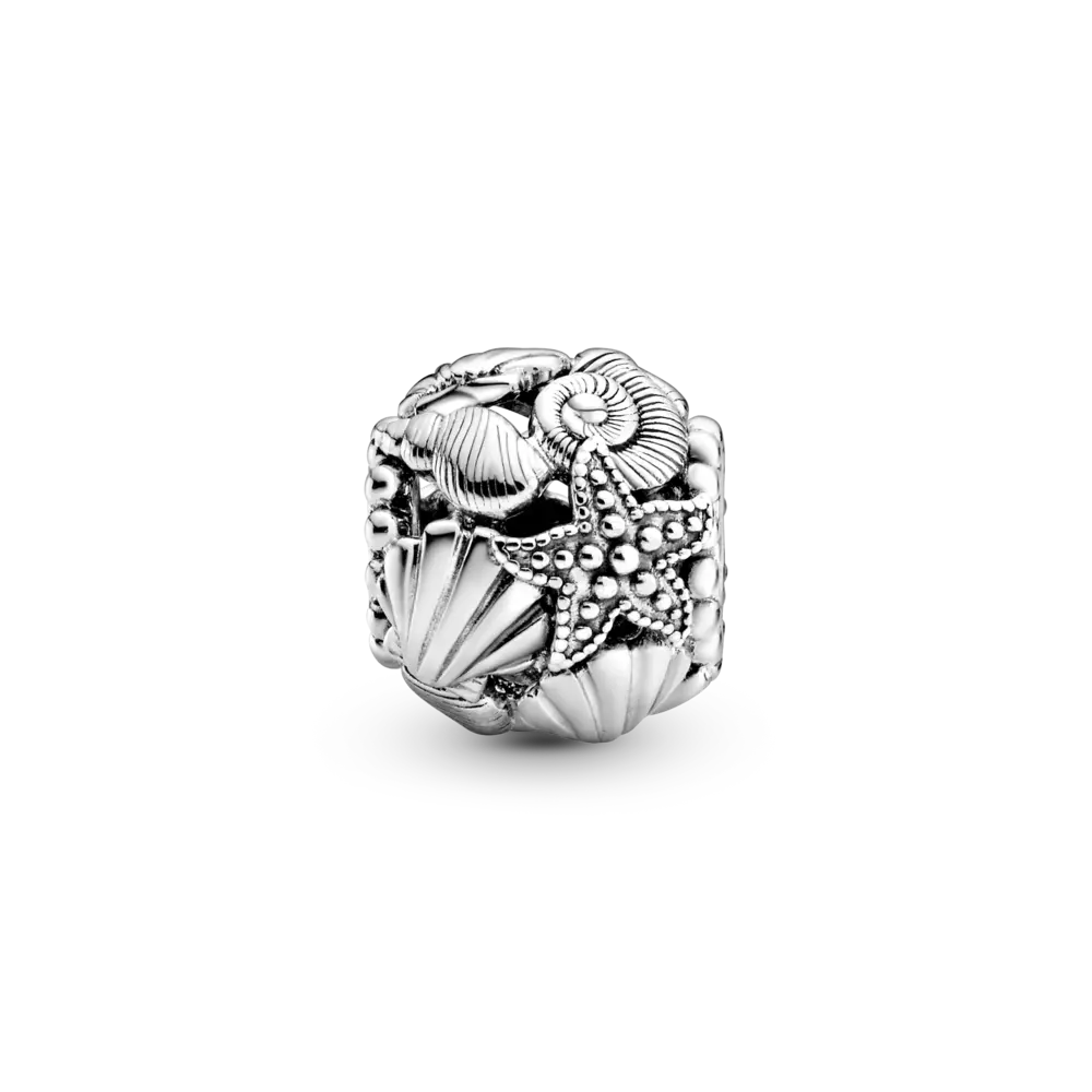 Talisman cu stea de mare, cochilie și inimioare cu structură dantelată, Pandora - Pandorastore Romania